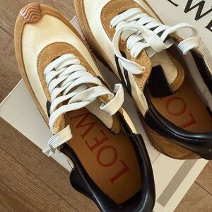 Loewe Cream and Tan Sneakers
